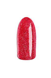 Candy apple red glitter color preview of EzFlow TruDIP She's A Brick House on an artificial nail